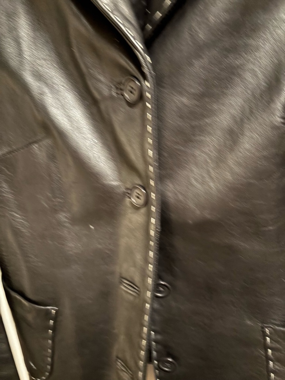 Black Leather Topstitched Jacket/Blazer - Picture 5 of 14